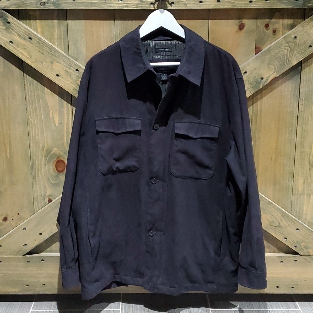 Men's Claiborne Black Lightweight Jacket Sueded Outerwear Large Faux Suede Vegan